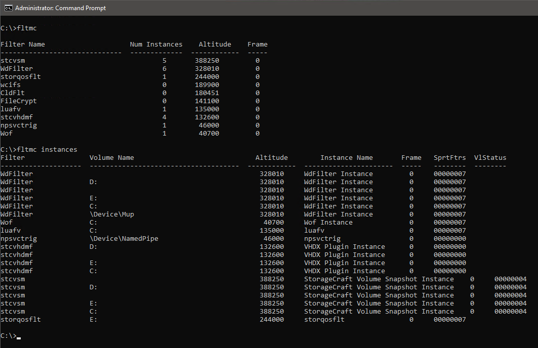 fltmc and fltmc instances