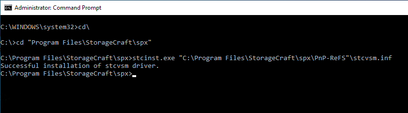 stcinst.exe stcvsm.inf