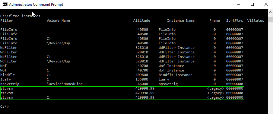 fltmc instances