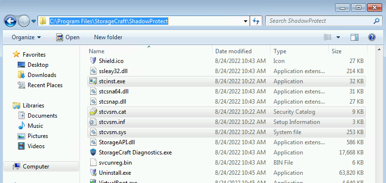 ShadowProtect 5 Install Directory